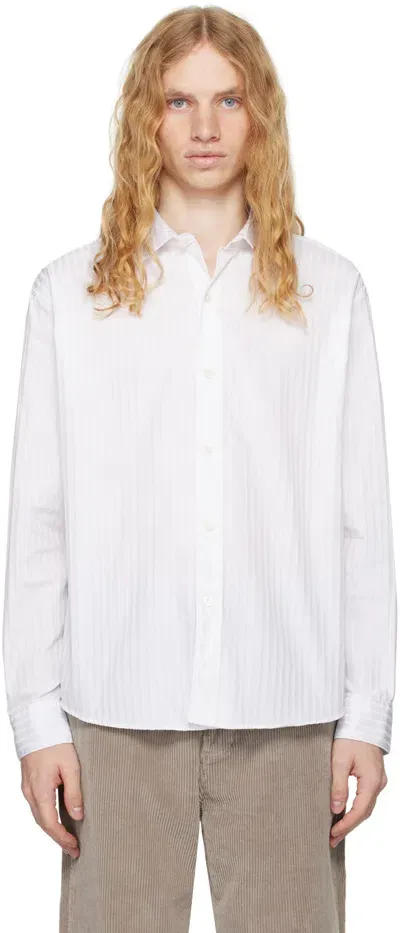 Mfpen White Common Shirt In Fancy White Stripe