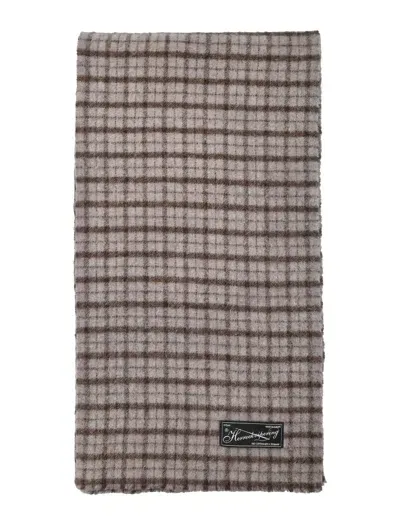 Mfpen Wool Scarf In Blue Check