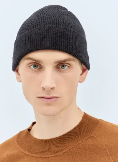 Mhl By Margaret Howell Simple Ribbed Beanie Hat In Blue