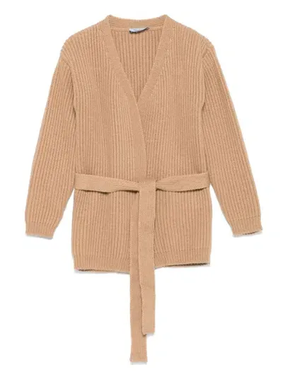 Mi Mi Sol Kids' Ribbed Cardigan In Bge Beige