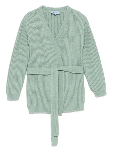 Mi Mi Sol Kids' Ribbed Cardigan In Green