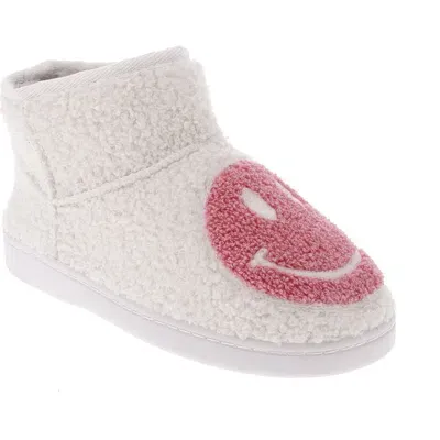 Mia Chill Smiley Genuine Shearling Bootie Slipper In Blush Happy Face