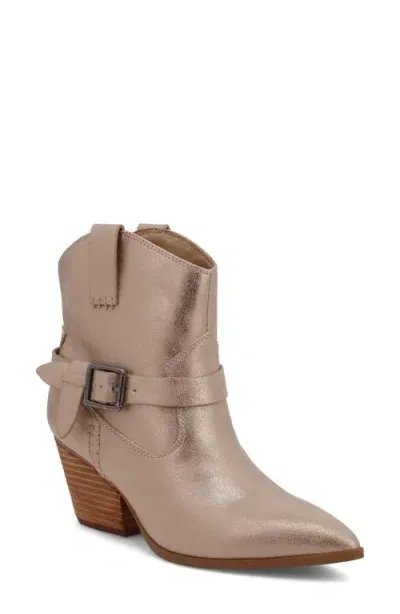 Mia Clement Pointed Toe Western Boot In Gold Metallic