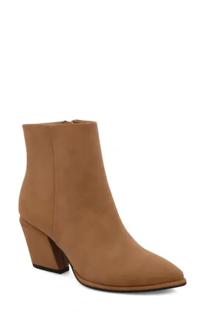 Mia Domina Pointed Toe Bootie In Mushroom Suede