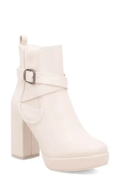 Mia Esther Block Heel Platform Bootie In Bone