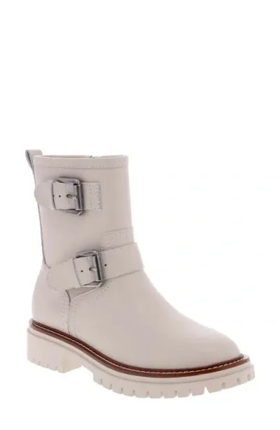 Mia Florence Water-resistant Leather Boot In Ecru Leather