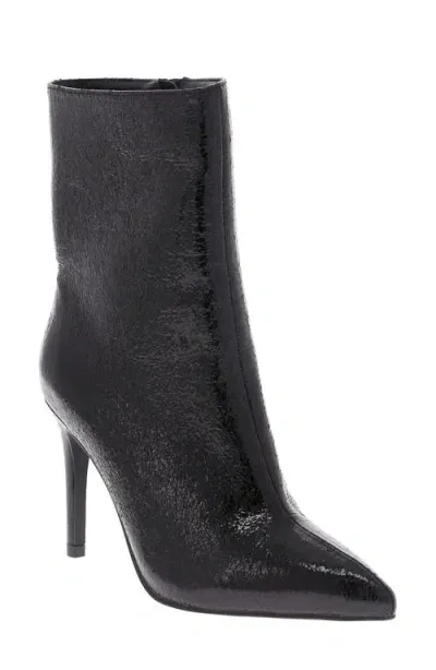 Mia Mardi Pointed Toe Bootie In Black Shiny