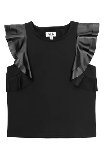 Mia New York Kids' Flutter Sleeve Top In Black