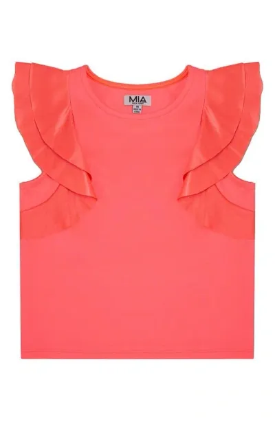 Mia New York Kids' Flutter Sleeve Top In Coral