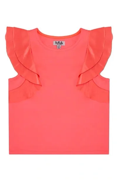 Mia New York Kids' Flutter Sleeve Top In Coral