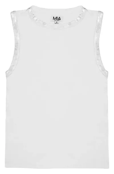 Mia New York Kids' Metallic Edge Tank Top In White