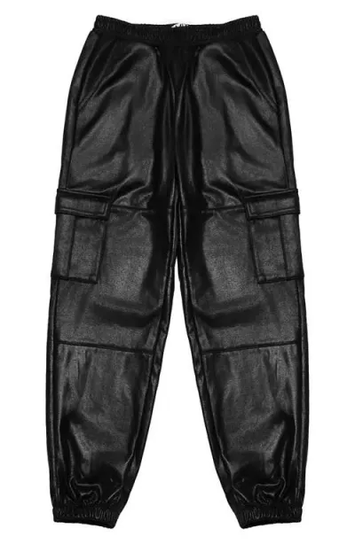 Mia New York Kids' Metallic French Terry Cargo Sweatpants In Black