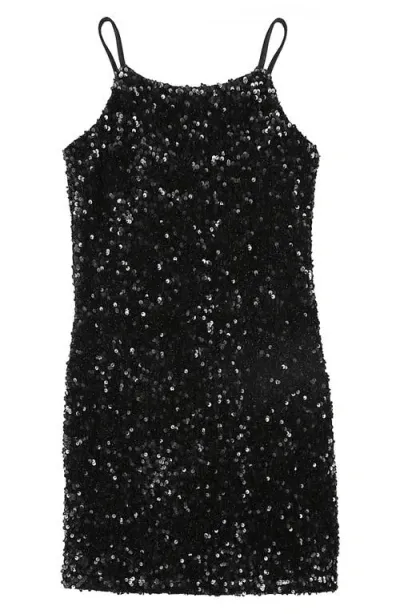 Mia New York Kids' Sequin Party Dress In Black Sequin