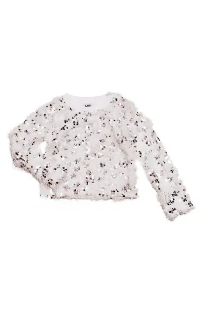 Mia New York Kids' Sequin Texture Sweater In White Silver