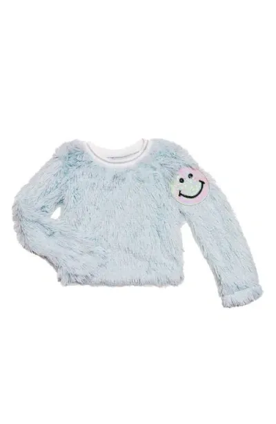 Mia New York Kids' Smile Patch Shag Sweater In Blue