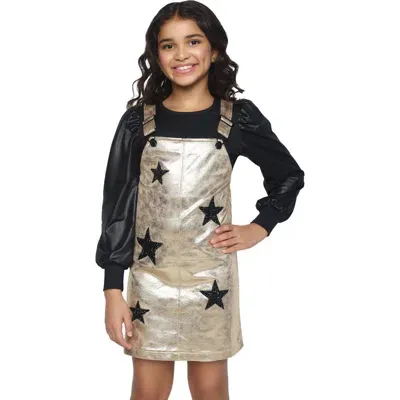 Mia New York Kids' Star Overall Dress In Gold