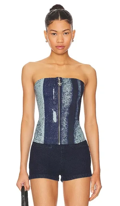 Miaou Riley Corset In Treading Blue