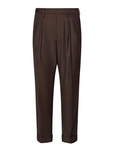 Michael Coal Brown Stretch Viscose Blend Mc Trousers