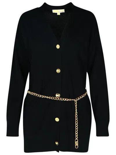 Michael Kors Chain Belt Cardigan In Negro