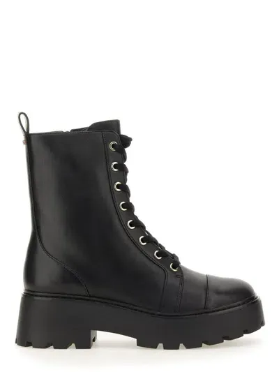 Michael Kors Blake Leather Combat Boot In Black