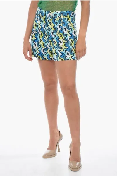 Michael Kors Canapa Shorts With Floral Pattern In Blue