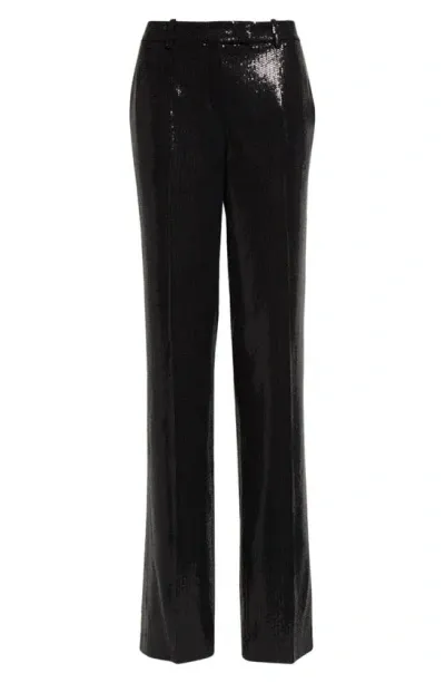 Michael Kors Carolyn Sequin Straight Leg Trousers In Black