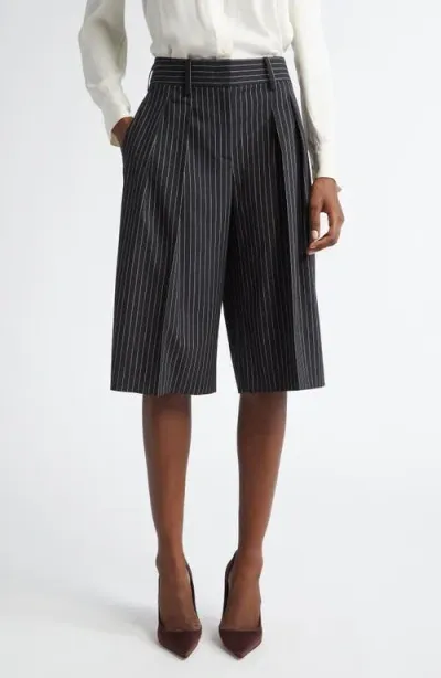 Michael Kors Collection Pinstripe Tailored Shorts In Black/white