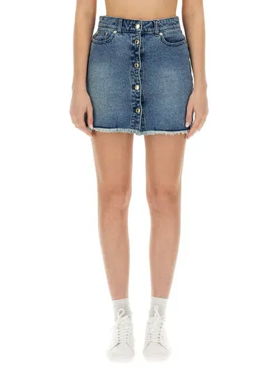 Michael Kors Denim Mini Skirt In Navy