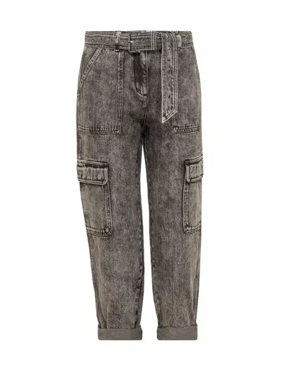 Michael Kors Denim Wash Cargo Pants In Black