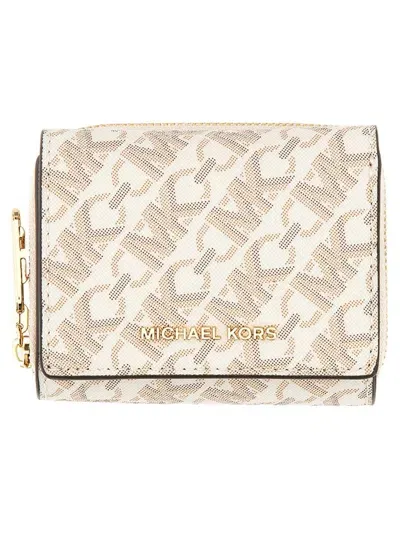 Michael Kors Empire Logo Wallet In Beige