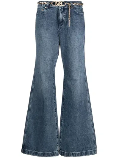 Michael Kors Flare Leg Denim Cotton Jeans In Blue