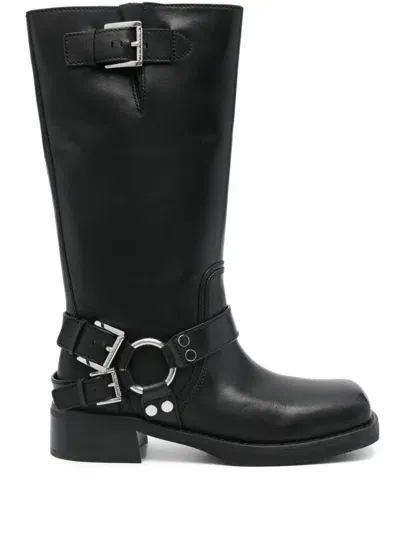 Michael Kors Crosby Leather Moto Boot In Black