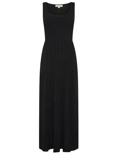 Michael Kors Long Ribbed Stretch Viscose Dress In Nero