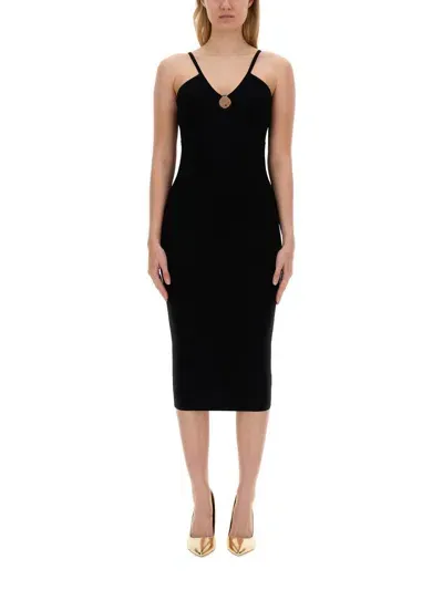 Michael Kors Viscose Blend Longuette Dress In Black