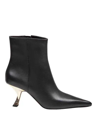 Michael Kors Luna Bootie High Heels Ankle Boots In Black Leather