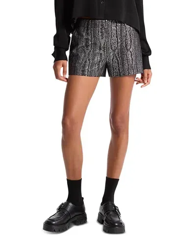 Michael Kors Metallic Printed Shorts In Black/silver