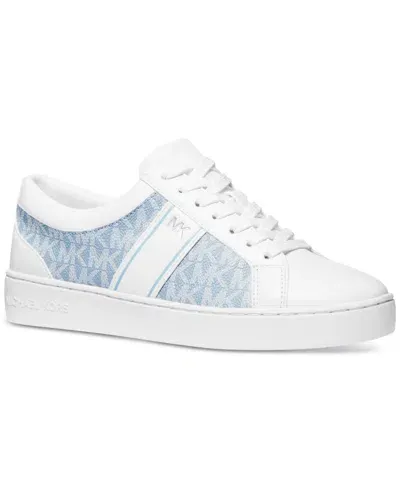 Michael Kors Michael  Mmk Juno Stripe Lace-up Low-top Sneakers In Pale Ocean