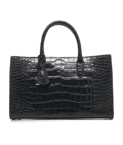 Michael Kors Michael  Scarlett Medium Embossed Satchel Bag In Black