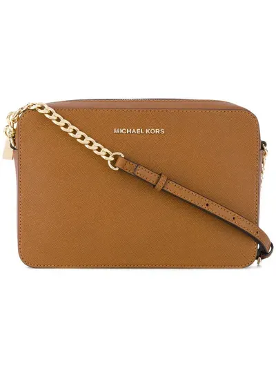 Michael Kors Mk Chain-link Crossbody Bag In Brown