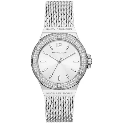 Michael Kors Women's Lennox Three-hand Silver-tone Stainless Steel Bracelet Mesh Watch, 37mm In Neutral