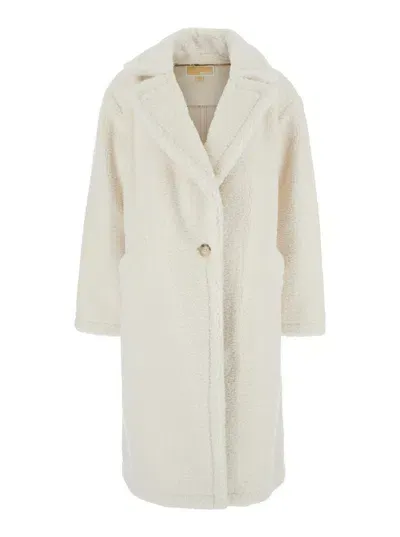 Michael Kors Oversized Teddy Shearling Coat In White