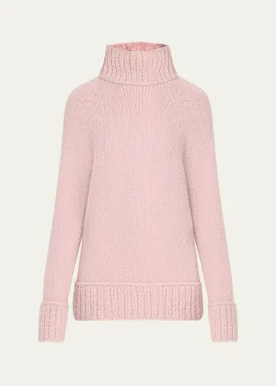 Michael Kors Oversized Turtleneck Cashmere Sweater In Blush