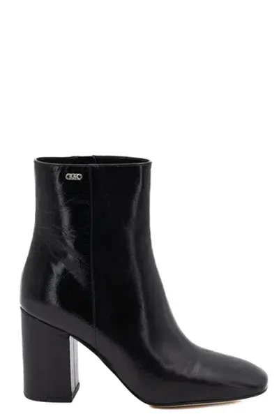 Michael Kors Michael  Perla Ankle Boots In Tumbled Leather With Monogram In Black