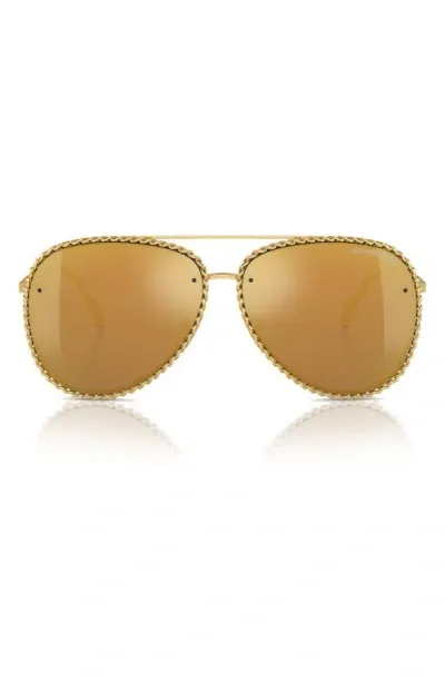 Michael Kors Portofino 59mm Pilot Sunglasses In Shiny Yellow Gold