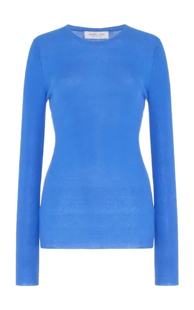 Michael Kors Ribbed-knit Cashmere Sweater In Blue