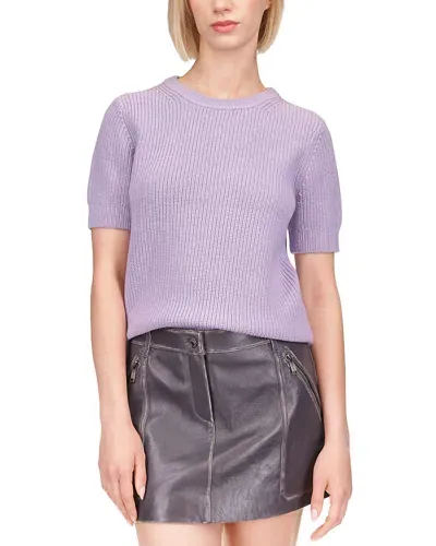 Michael Kors Short Sleeve Shaker Sweater In Sweet Lilac