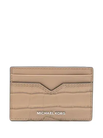 Michael Kors Crocodile-embossed Cardholder In Grey