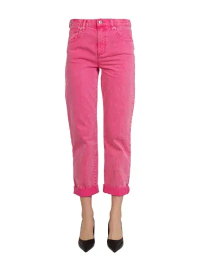 Michael Kors Straight Leg Jeans In Fuchsia