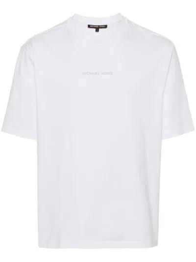 Michael Kors Logo-embroidered Cotton T-shirt In White