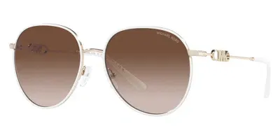 Michael Kors Round Frame Sunglasses In Light Gold-tone,white